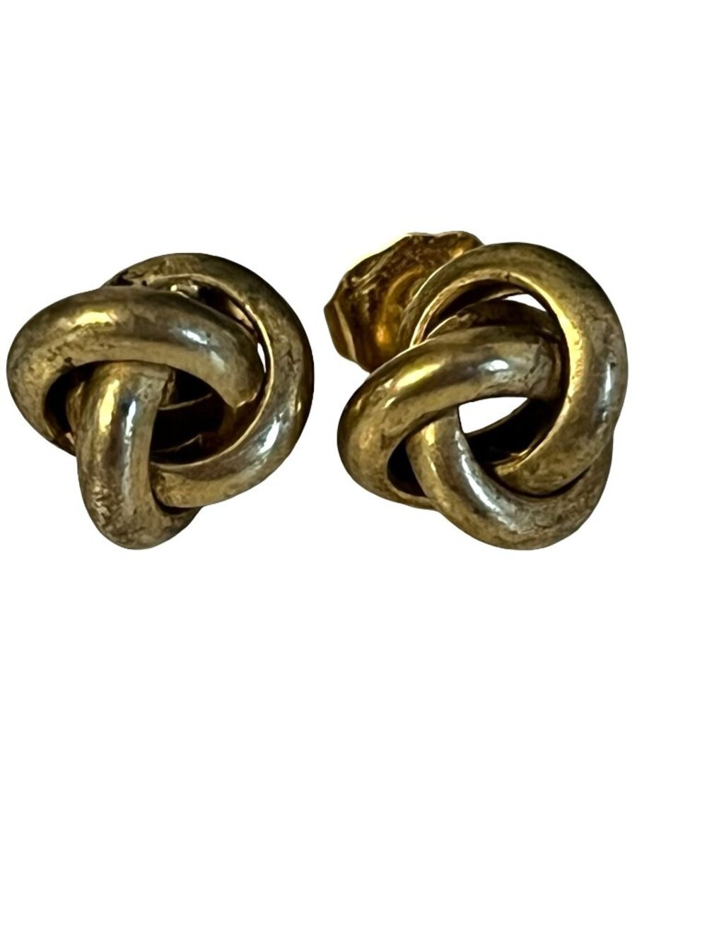 Vintage Knot Stud Earrings Gold Tone Sculptural Love Knot Post Earrings